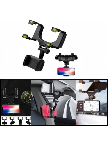 Car Phone Holder Rearview Mirror Mount Car Phone Bracket Navigation GPS Stand Foldable Adjustment Holder Car Cell Phone Support