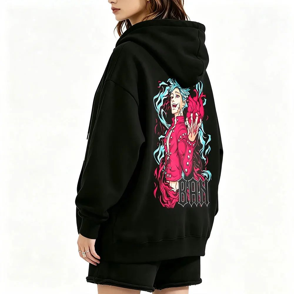 Anime The Seven Deadly Sins Hoodie Fox's Sin of Greed Ban Graphic Pullover Hoodies Men's Women Manga Oversized Hooded Sweatshirt
