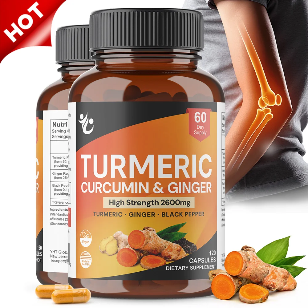 3-in-1 Turmeric Ginger & Pepper 2600 Mg - Contains Ginger Root Curcumin Black Pepper, for Joint, Digestive & Immune Support