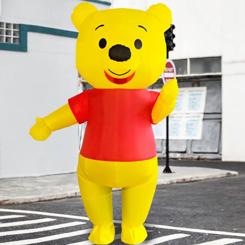 Winnie Pooh Bär Aufblasbares Kostüm Zeichentrickfigur Cosplay Maskottchen Faschingskostüm Geburtstagsparty Aufführungs-Requisiten Geschenk