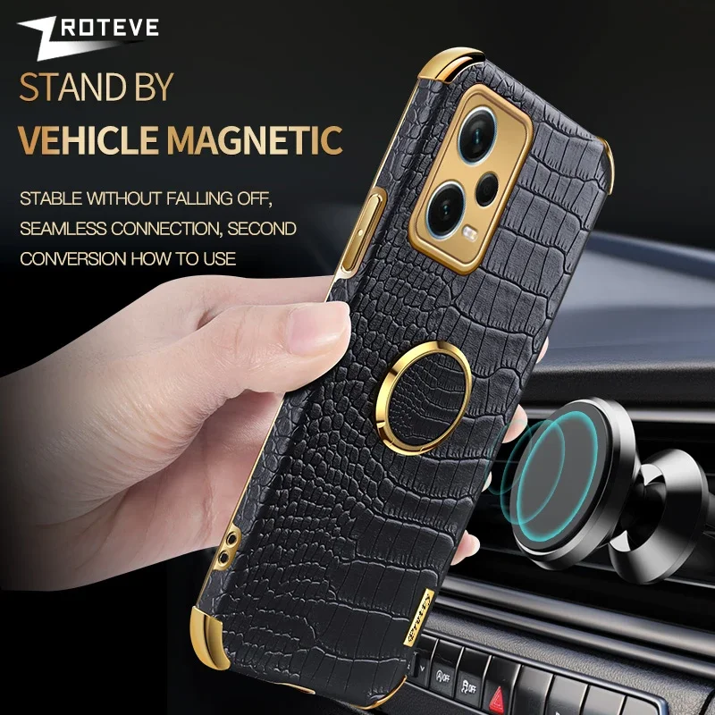 For Redmi Note12 5G Zroteve Crocodile Leather Ring Holder Soft Cover For Xiaomi Redmi Note 12S 12 4G Xiomi Note12s Phone Case