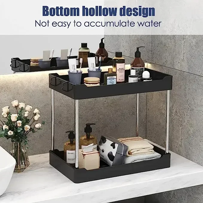 Kitchen Under Sink Storage Organizer 2 Tier Drawer Multipurpose Rack Cabinet Under Sink Storage Rack Bathroom Kitchen Organizer