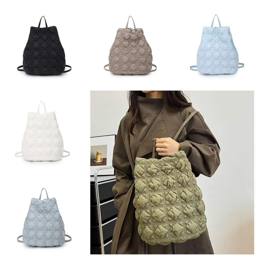 

Cute Nylon Handheld backpack Dual use Lightweight Bucket Bag Portable Large Capacity Travel Handbags for Teenage Girls