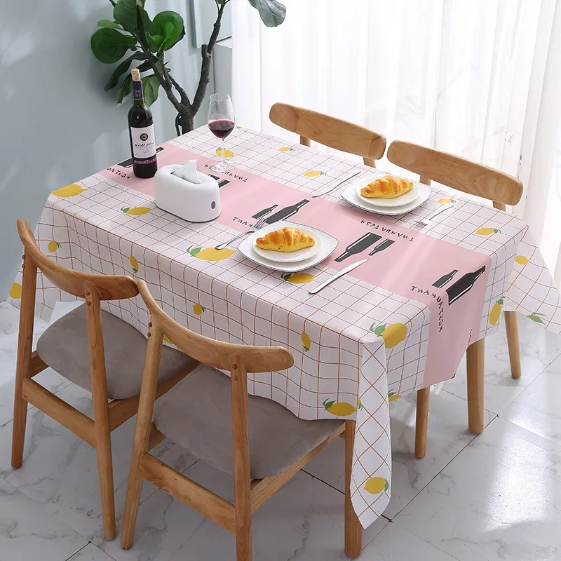 

Minimalist Nordic PEVA Tablecloth Waterproof Oilproof Stainproof Table Cover for Home Picnic Student Use 1PC