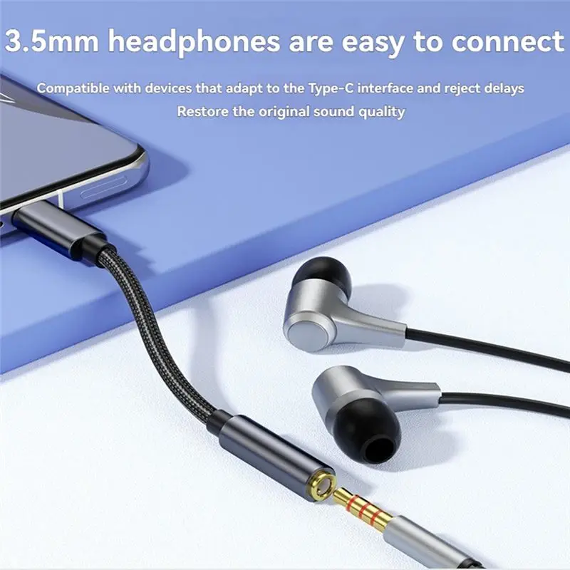 Superior USB C To 3.5Mm Audio Cable Type-C To 3.5Mm Jack Adapter USB C DAC Digital Chip Decoding Adapter