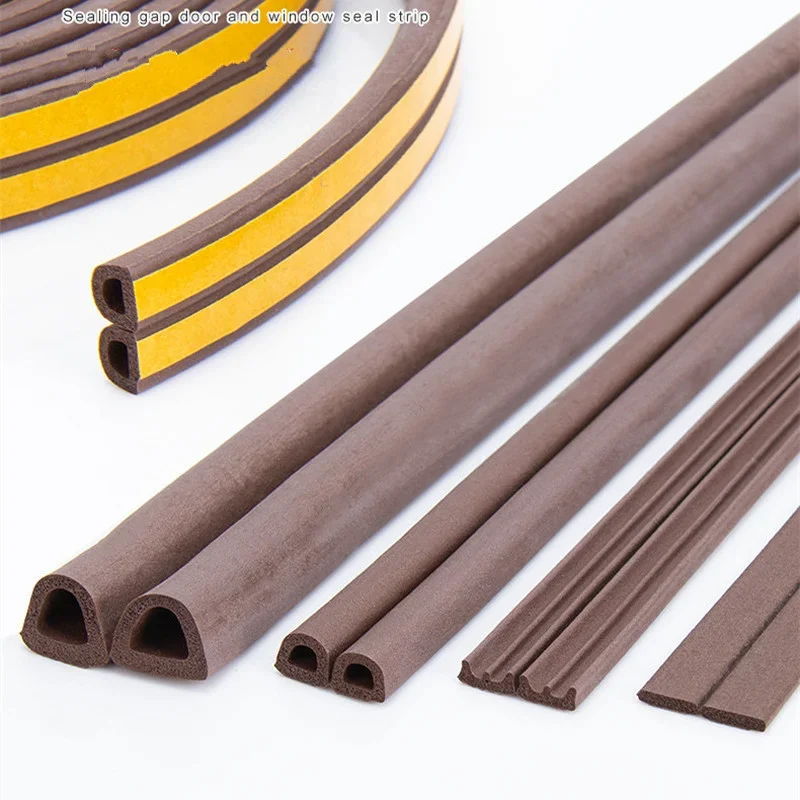 10 Meters DIPE Self-adhesive door and window sealing strip Glass Window Anti-collision Rubber Strip Foam Sound Insulation Strips