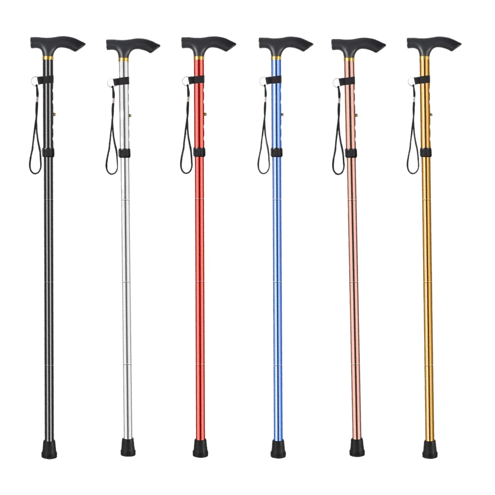 Ultralight Aluminum Alloy 4-section Folding Walking Stick Telescopic Trekking Pole Antiskid Walking Stick Elderly Walking Stick