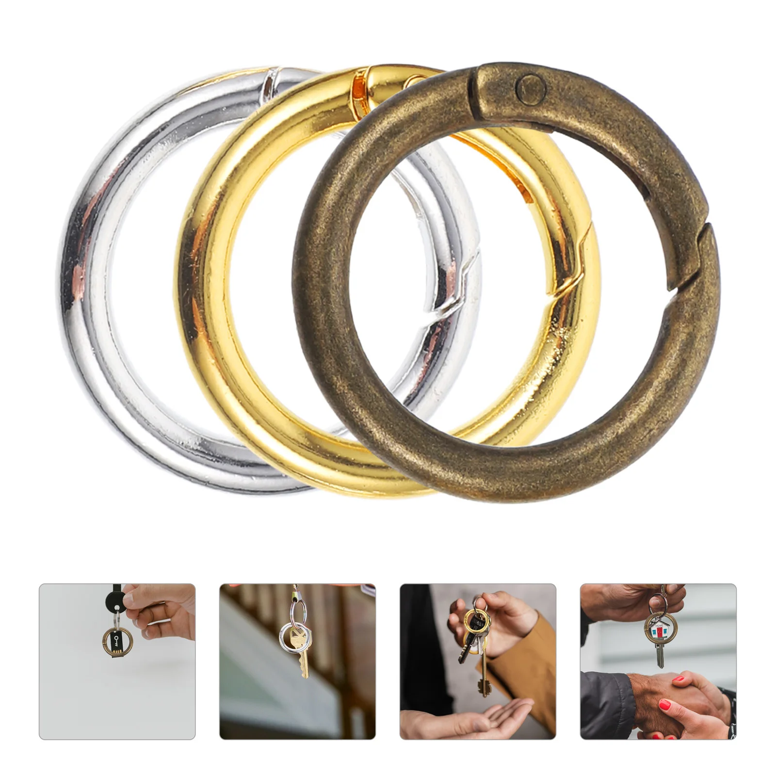 

15pcs Spring Buckle Keychains O shaped Rings for H bags Wallets Round Snap Buckles Keychain Hooks Craft Supplies Jewelry