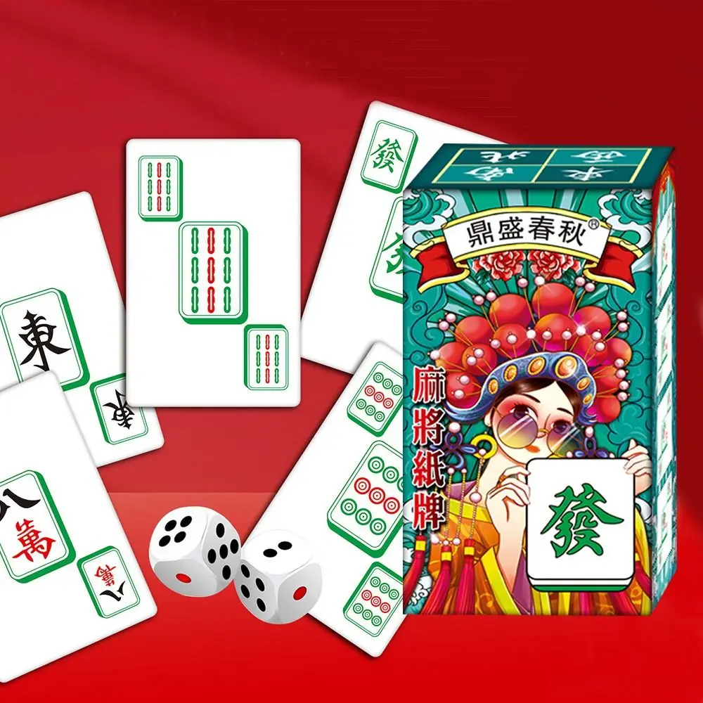 144 Cards/Set Waterproof Mahjong Pokers Playing Cards Mini Box-packed Mah Jong Paper Cards Game Set Mahjong Poker Cards Travel