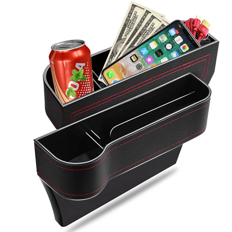 Leather Car Cup Holder Seat Organizer Holder Multifunctional Auto Seat Gap Storage Box Abs Seat Seam Pockets Trunk Organizer