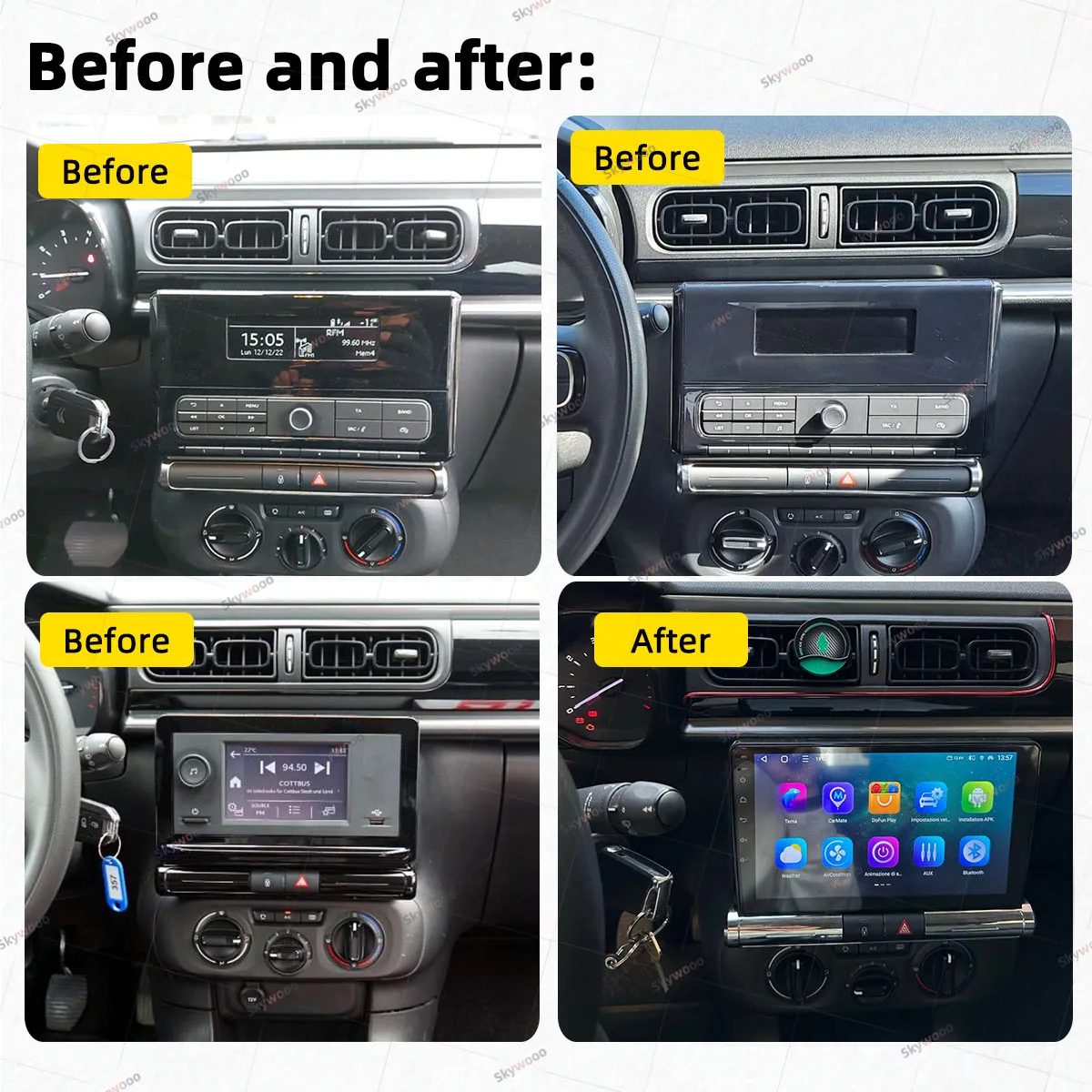 Car Radio for Citroen C3 2018-2023 2 Din Android Multimedia GPS Navigation Carplay Android Auto Head Unit Stereo Autoradio 4G