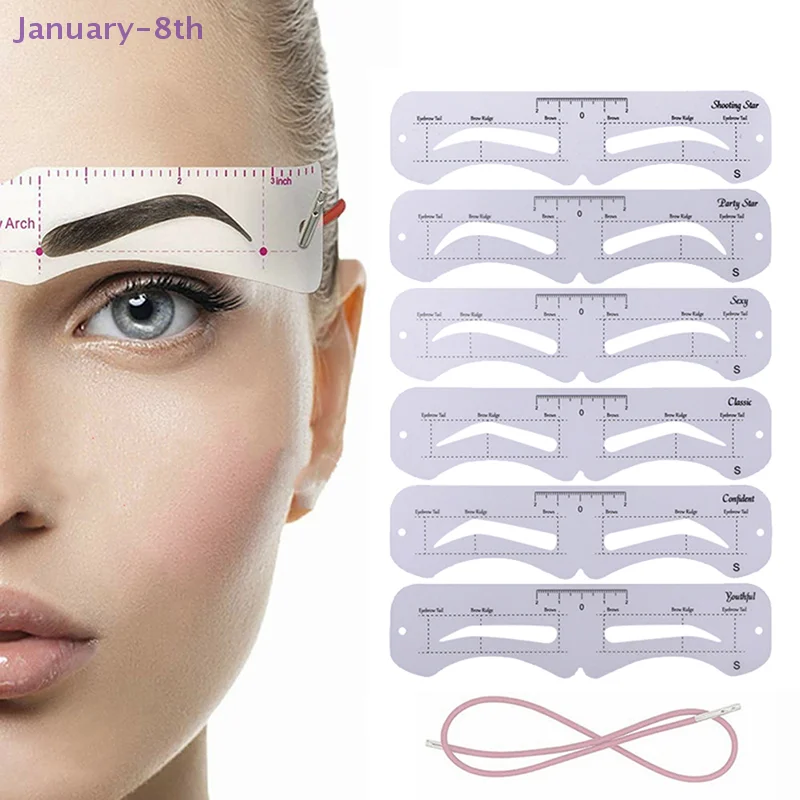 6 Style Fixable Eyebrow Stencil Grooming Shaper Template Reusable Stickers Make Up Tools For Eye Brow Stamp Cosmetic