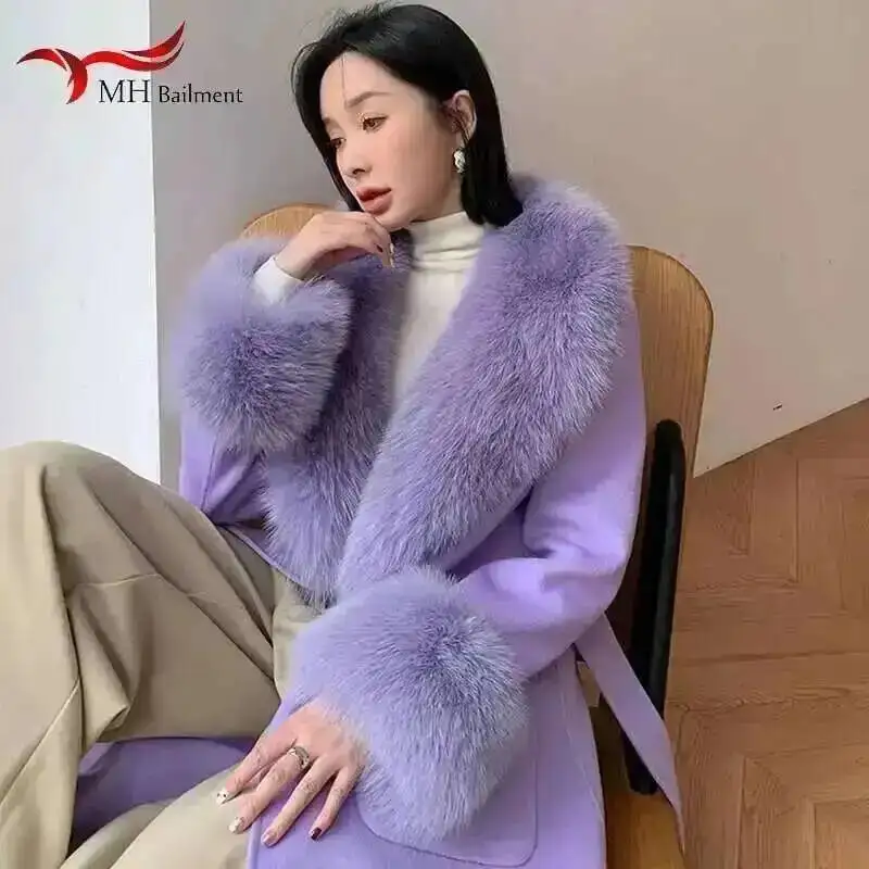 

Natural Real Fox Fur Collar Cuff Set Winter Women Warm Scarf Genuine Fur Trimming For Parka Coat Hood Luxury Fluffy Decor Shawl
