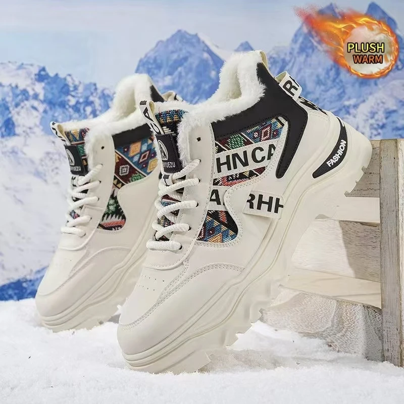 Snow Boots, Winter Men's Snow Boots, Fleece-Lined and Thickened Warm Shoes, Versatile Outdoor Cold-Resistant Short Boots