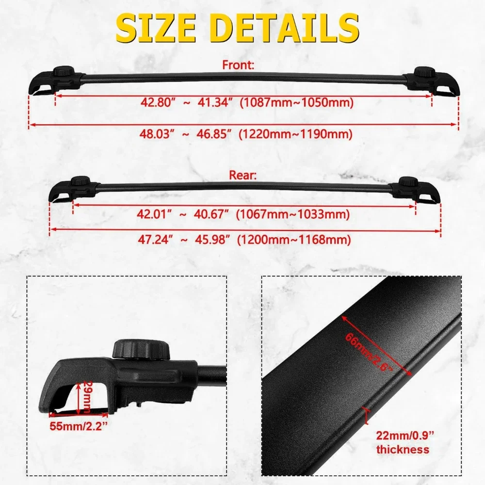 Roof Rack Cross Bars For Jeep Renegade 2015-2023 Aluminum Car Roof Top for Canoe Kayak Luggage Carrier Rack Holder 68KG Load