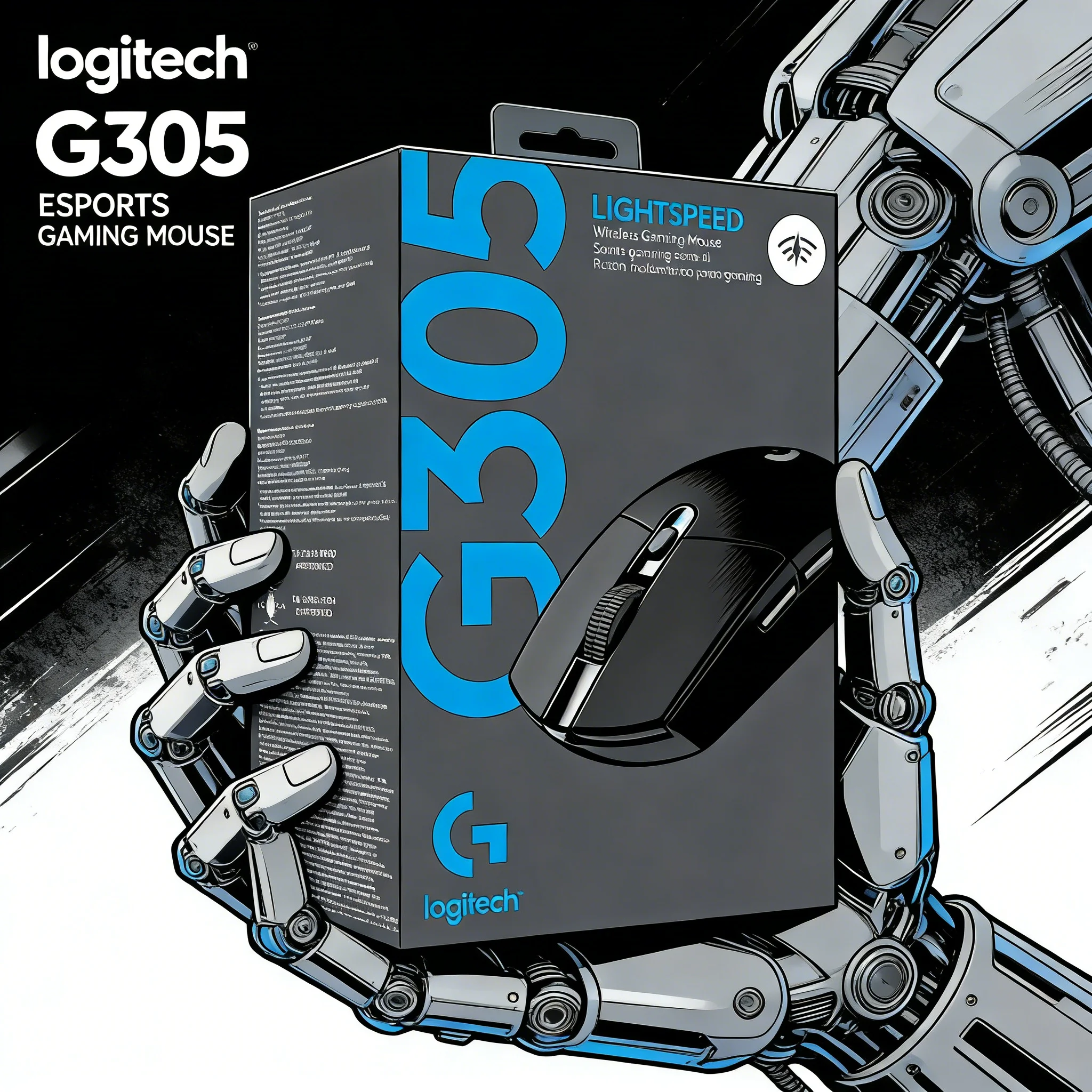 

Беспроводная игровая мышь Logitech G305 с сенсором HERO 12000 DPI, 6 настраиваемыми кнопками и эргономичным изогнутым дизайном для киберспорта и игр