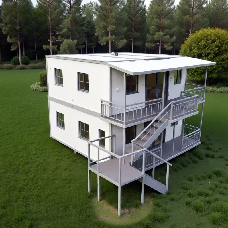 

Modern Sandwich Panel Prefab House 20ft Two Story Knockdown Villa Durable Container Home Design Hot sale