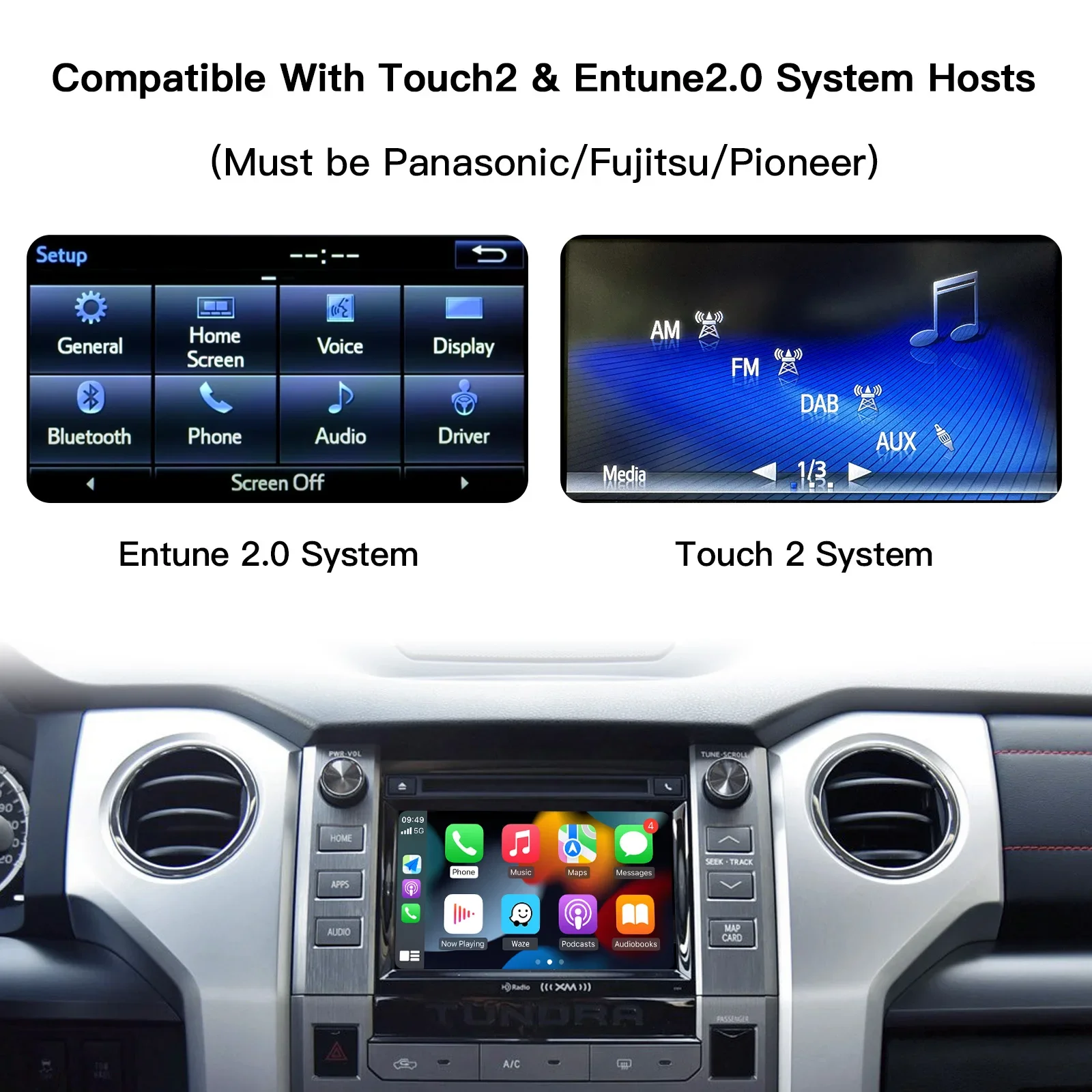 Carplay codec para toyota camry tacoma sienna touch2 entune2.0 sem fio apple carplay android interface automática espelho link