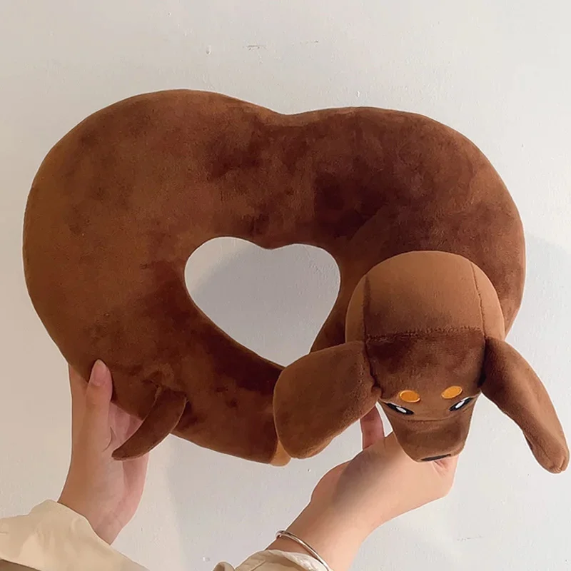 Dog Love Shaped U-shaped Pillow Cute Cartoon Sausage Dogs Doll Pillows Soft Comfortable Stuffed Dolls Children Gift Room Decor