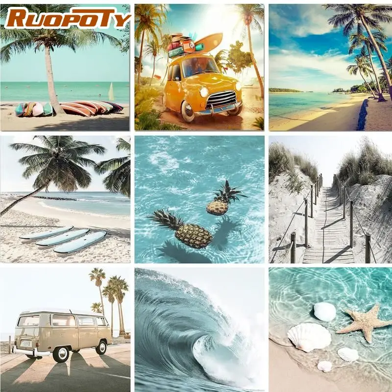 

RUOPOTY Diy Painting By Numbers Kits 40x50cm Canvas Painting Coloring By Numbers Beach Scenery Acrylic Art Unique Gift