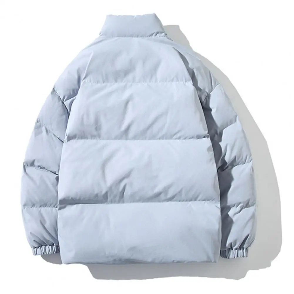 Manteau en coton matelassé pour hommes avec poches à col montant, vêtements d'extérieur d'hiver chauds, veste de document monochrome, coupe adt, toutes saisons