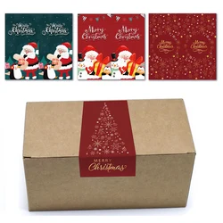 50Pcs Merry Christmas Stickers 4 Style Cartoon Red Christmas Decorative Stickers Wrapping Gift Box Label Christmas Tag