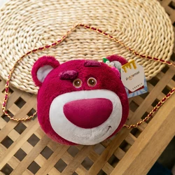 Disney Lotso Kawaii truskawkowy miś pluszowy zabawki kreskówka i urocza niedźwiedź lalka pluszowa torba Crossbody torba na ramię z łańcuchem prezent dla dzieci