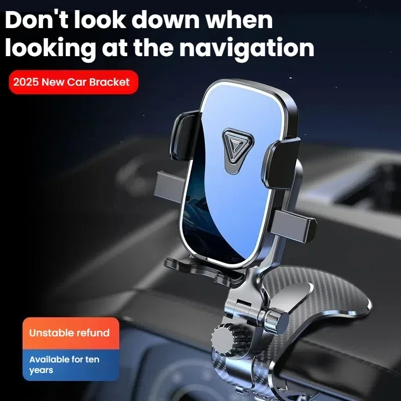 360° Rotating Dashboard Phone Mount for Car - Strong Crocodile Clip Non-Slip Holder, Universal Fit for iPhone/Samsung