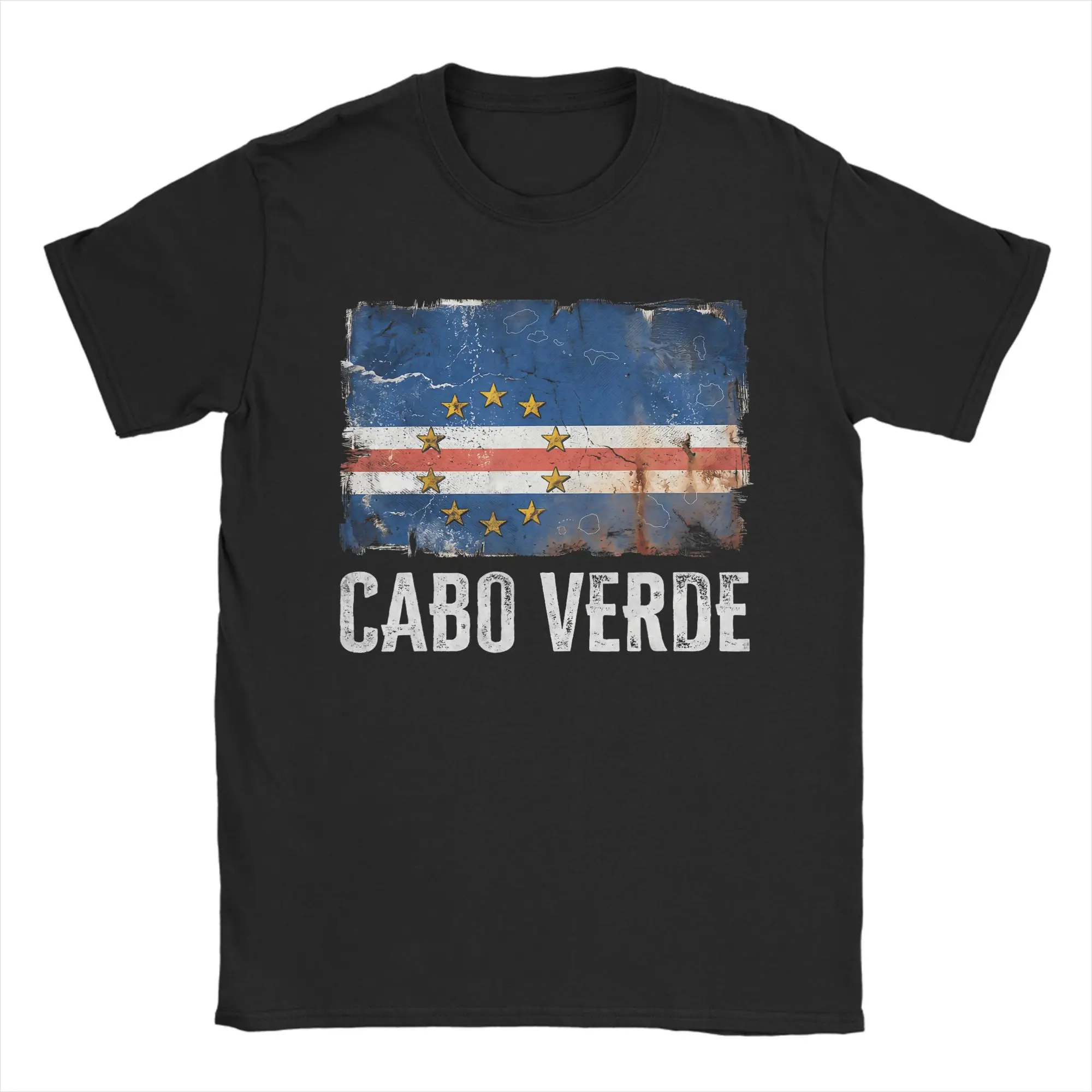 Vintage T-Shirt Cabo Verde Flag T-Shirts  Novelty Tee Shirt for Men Summer Y2K Classic Design Short Sleeve Tops
