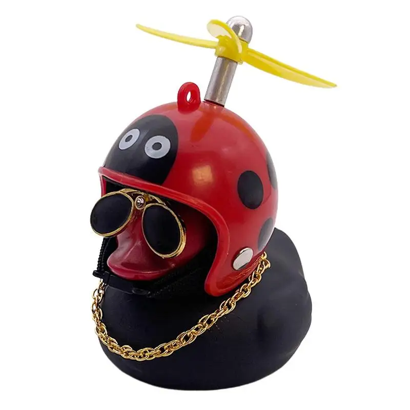 Car Duck With Helmet Broken Wind Pendant Small Yellow Duck Road Bike Motor Helmet Riding Cycling Accessories Without Lights