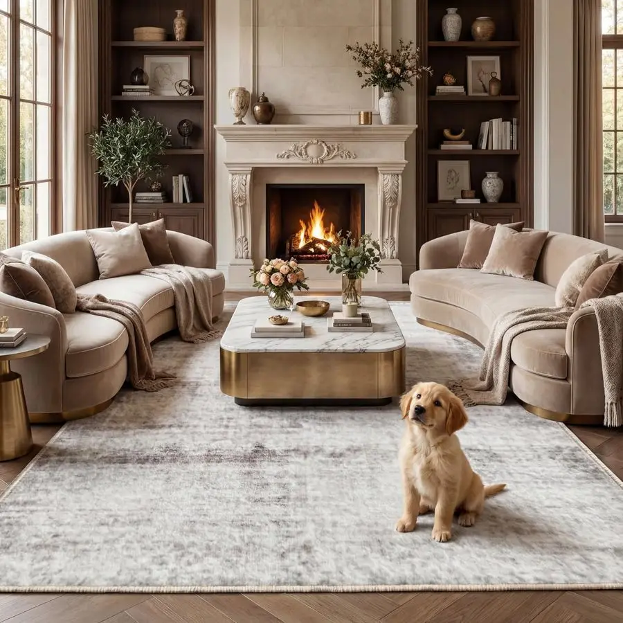 

Ковры 8x10 для гостиной и спальни, моющиеся, современные абстрактные серо-белые ковры, большие ковры из ультрамягкой искусственной шерсти, ретро-стиль для столовой