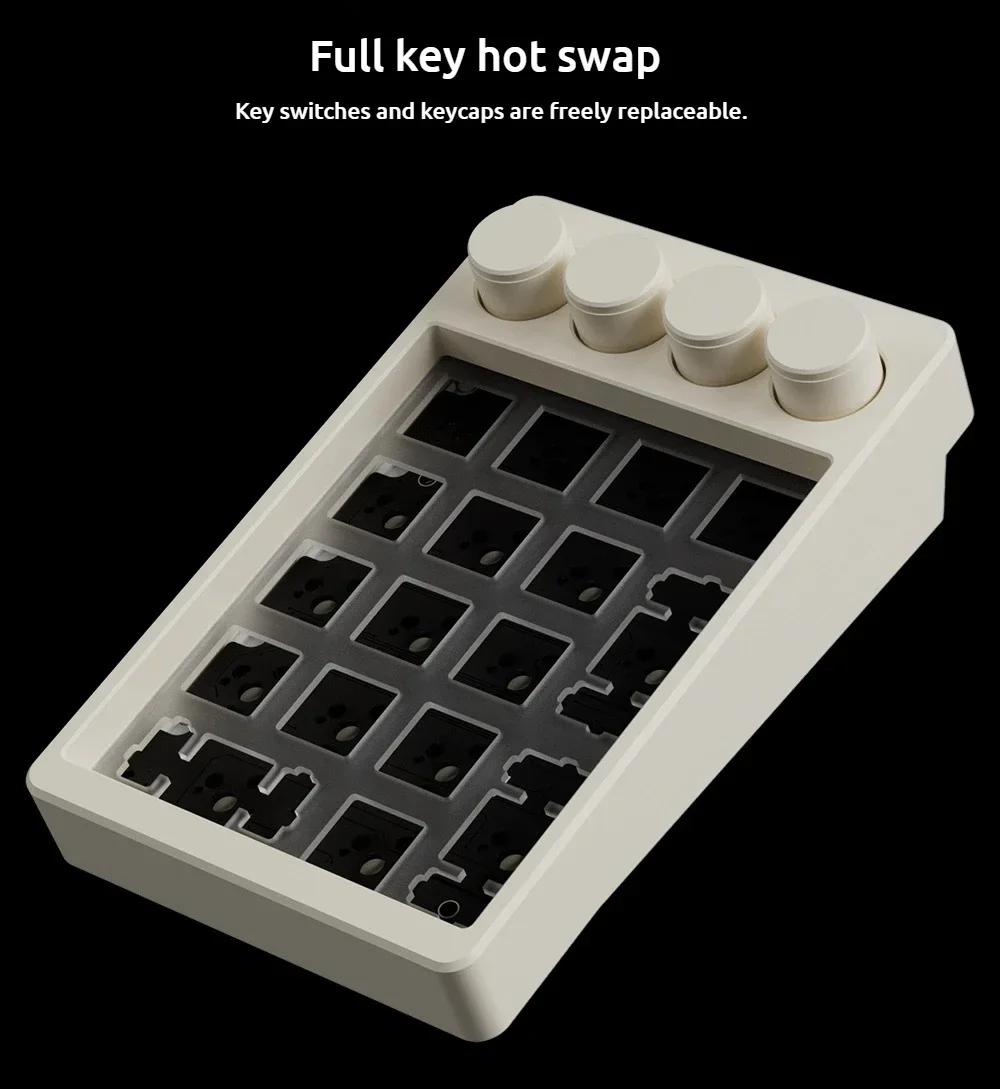 MMD KM21PRO Designer Keyboard Wired with Knob Hot-Swap CNC Aluminum 21keys Mechanical Keypad Mini Portable PS Designer Keyboard
