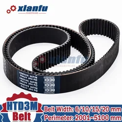 HTD 3M Timing Belt Perimeter Lp=2001 2121 2349 2460 3000 3225 3600 4020 4284 4698 5100mm Closed Loop Rubber Width 6/10/15/20mm