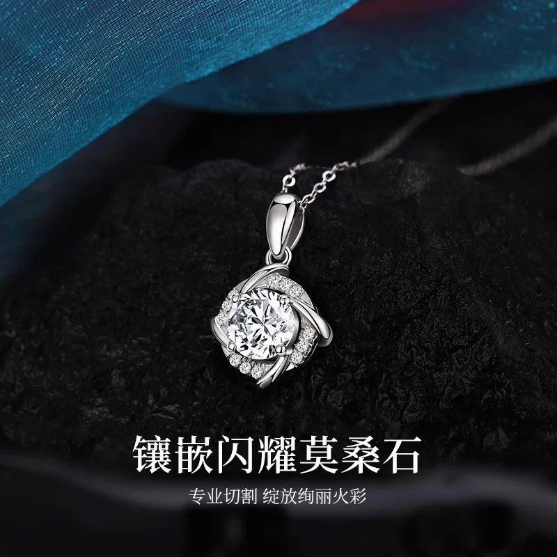 

Колье-ветряная мельница из стерлингового серебра 925 пробы, женское, с имитацией драгоценных камней, подвеска из муассанита, элегантное, на ключицу, аксессуар