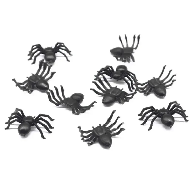 

100pc Horror Black Spider Haunted House Spider Web Bar Party Decoration Supplies Simulation Tricky Toy Kids Halloween Decoration