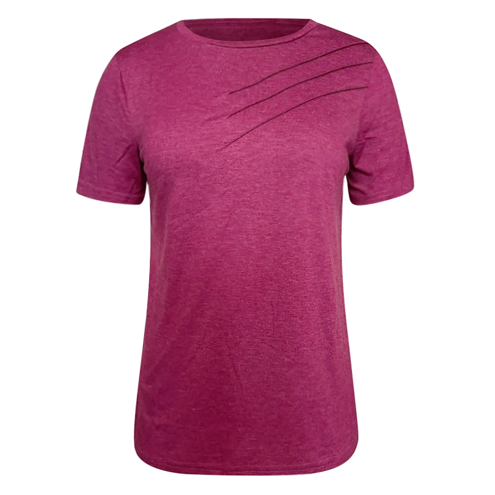 T-shirt à manches longues et col rond pour femme, haut en coton et spandex