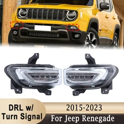 For Jeep Renegade 2015-2018 Front Bumper LED DRL Daytime Running Light Assembly with Turn Signal Driving Fog Lamp