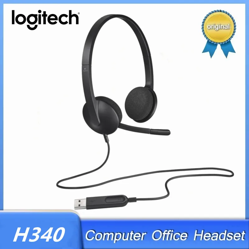 

Накладные наушники Logitech H340, оригинальные USB-стереонаушники, проводная гарнитура для игровых встреч, видеочата, компьютера, офиса