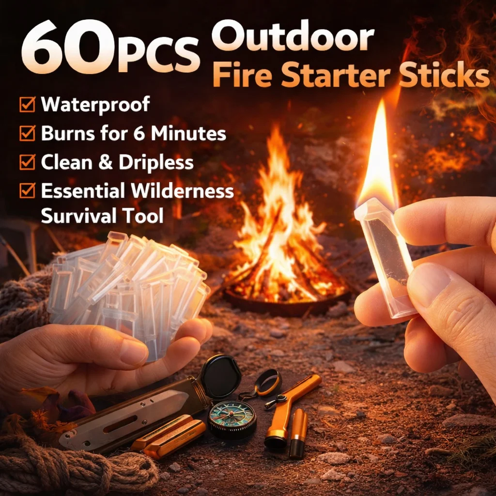 60PCS outdoor ignition strips, waterproof and heat-resistant ignition tools, outdoor survival supplies,outdoor barbecue ignition