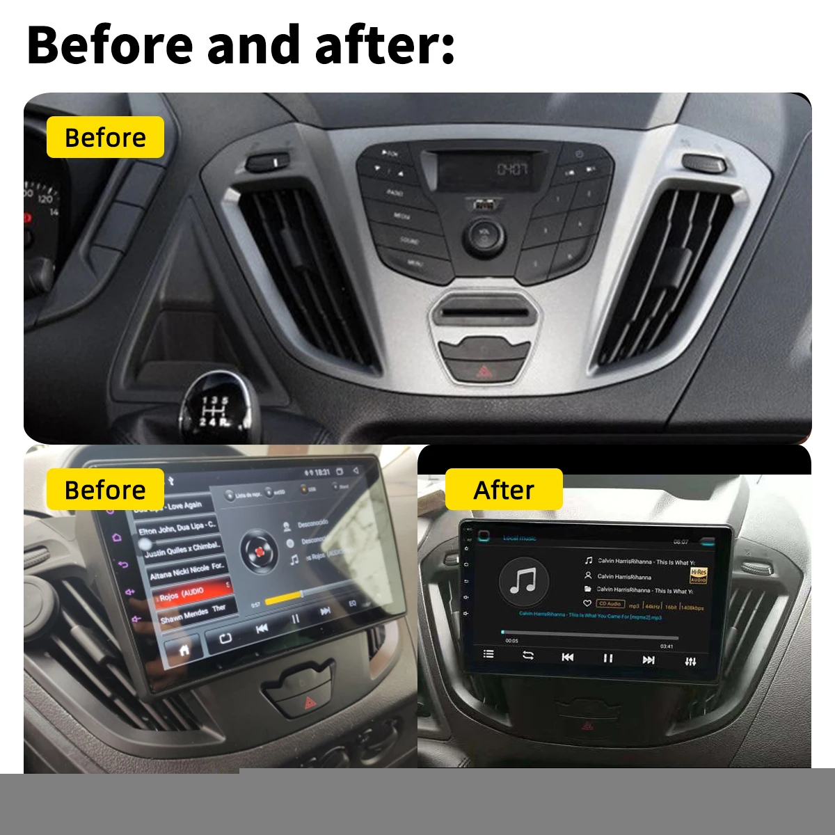 Android 14 Car GPS Navigation For Ford Transit Tourneo Custom 2013-2021 Auto Radio Stereo Multimidia Player Carplay Bluetooth