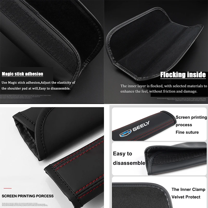 2 قطعة بو الجلود مقعد السيارة حزام الكتف حزام غطاء التأمين حزام غطاء لجيلي Monjaro Coolray Emgrand EC7 X7 X3 X6 EX3 السيارات