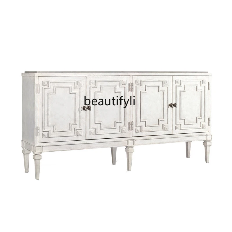 

porch cabinet French living room solid wood light luxury TV cabinet European carved storage dining side decorative cabinet