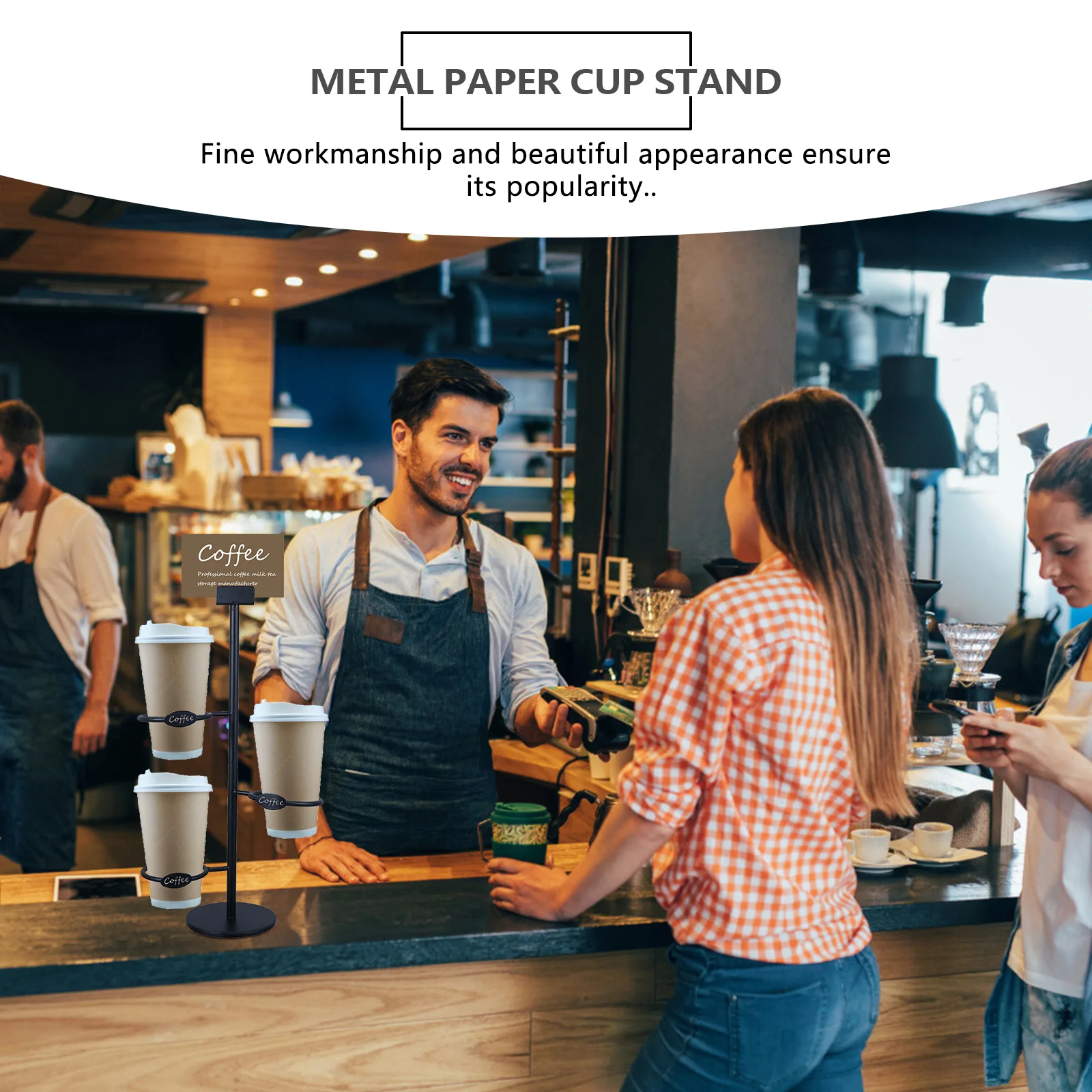 

Paper Cup Display Rack Organizer Stand for Coffee Cups Metal Cup Holder Lightweight Portable Simple Design