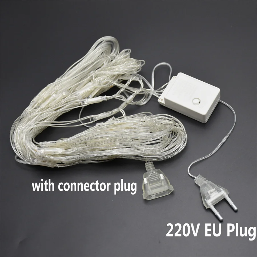 Bożonarodzeniowa łańcuchy świetlne z wróżkami firanka na zewnątrz 3x2M 220V EU Plug Party girlanda żarówkowa na nowy rok światła dekoracyjne ogrodowa