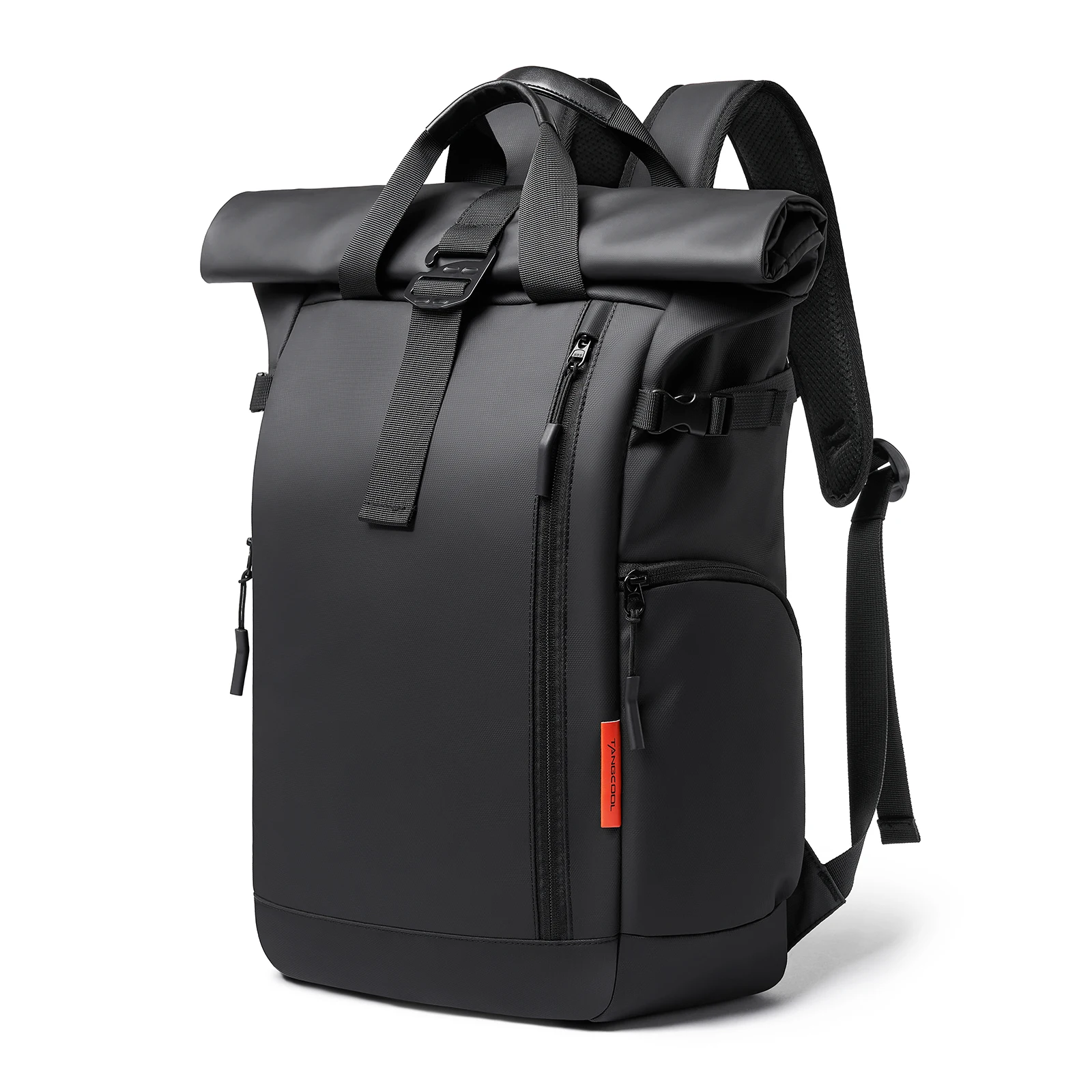 TANGCOOL Gentleman Roll Top Backpack Large Capacity Lightweight Waterproof Multi Compartment Business Travel Laptop Bag