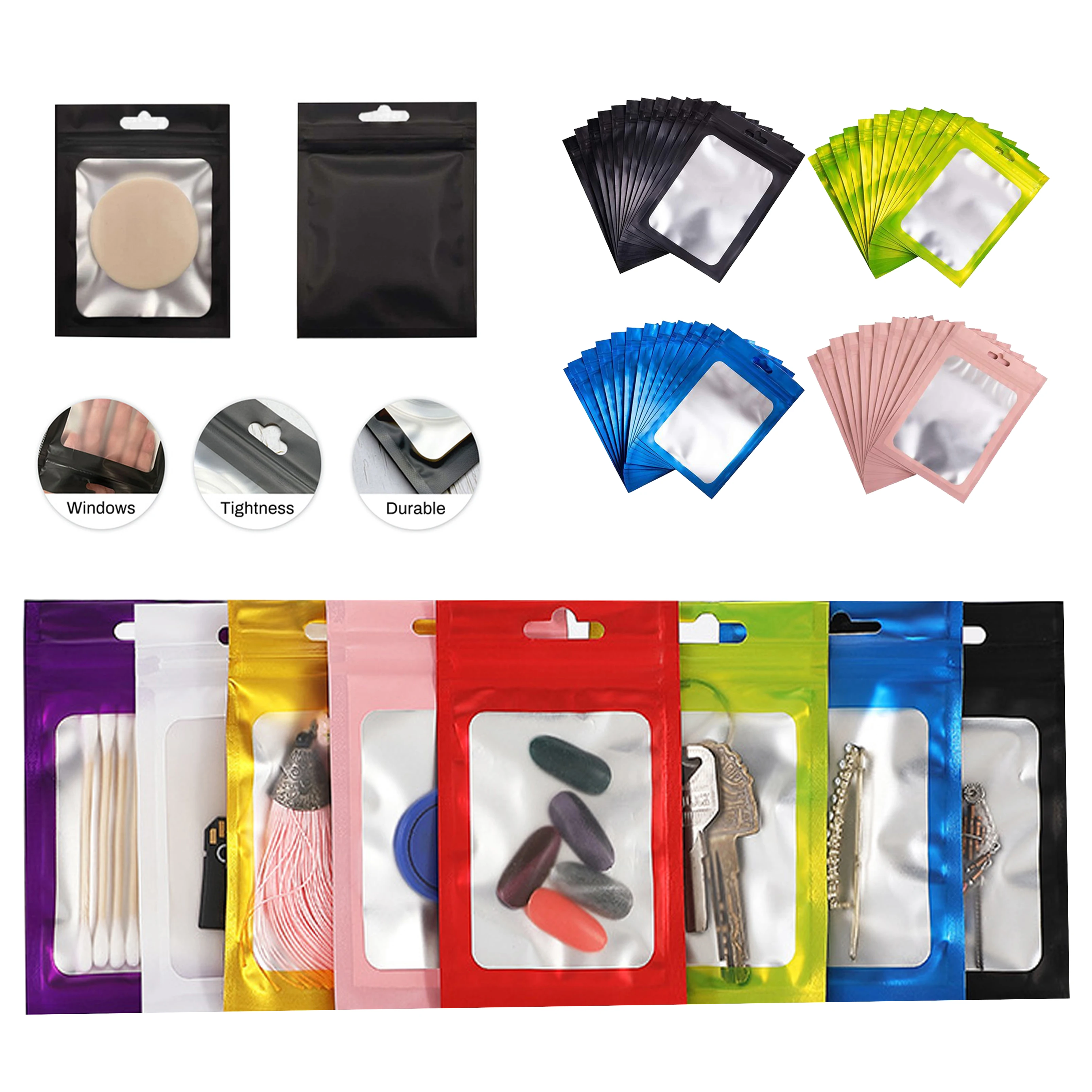 100 Pieces Matte Plastic Bag Reusable Polyurethane Zip Bag Supports Customized Logo Gifts Food Accessories Packing Bag