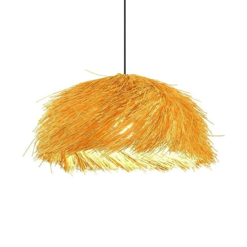 レトロ麦わら帽子籐ペンダントライトクリエイティブ日本東南アジア田舎スタイルレストランとホームステイ装飾ランプ