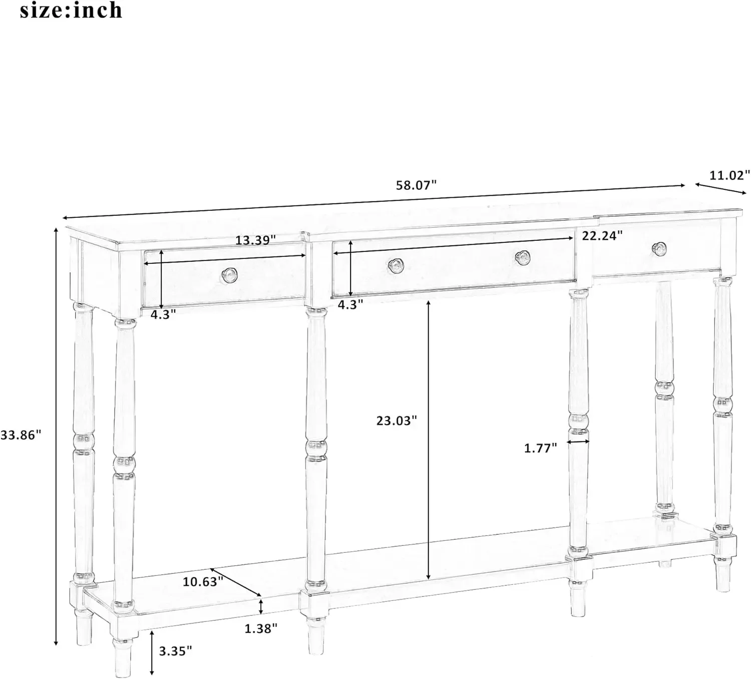 58inch Console Farmhouse Entry Way Hallway Table Narrow Sofa Table mesas decorativas para sala Foyer Table with Storage