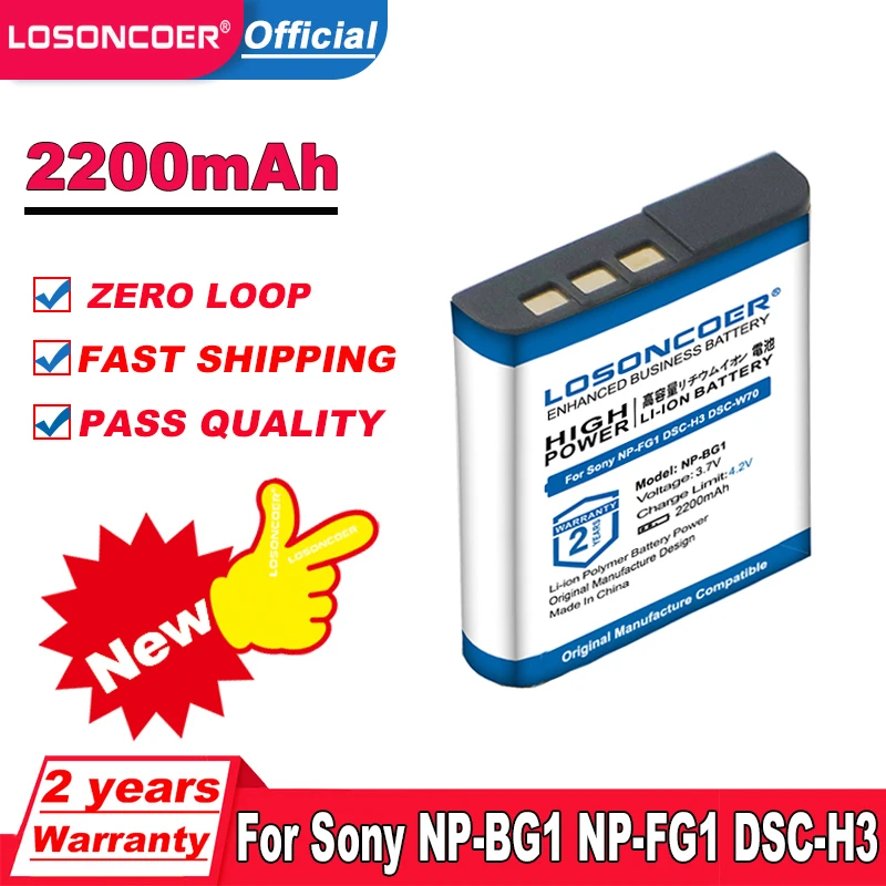 2200mAh For Sony NP-BG1 NP BG1 NPBG1 Camera Battery pack FG1 DSC W120 W125 W130 W150 W170 W200 W210 W220 W230 W290 T20 T100 HX30