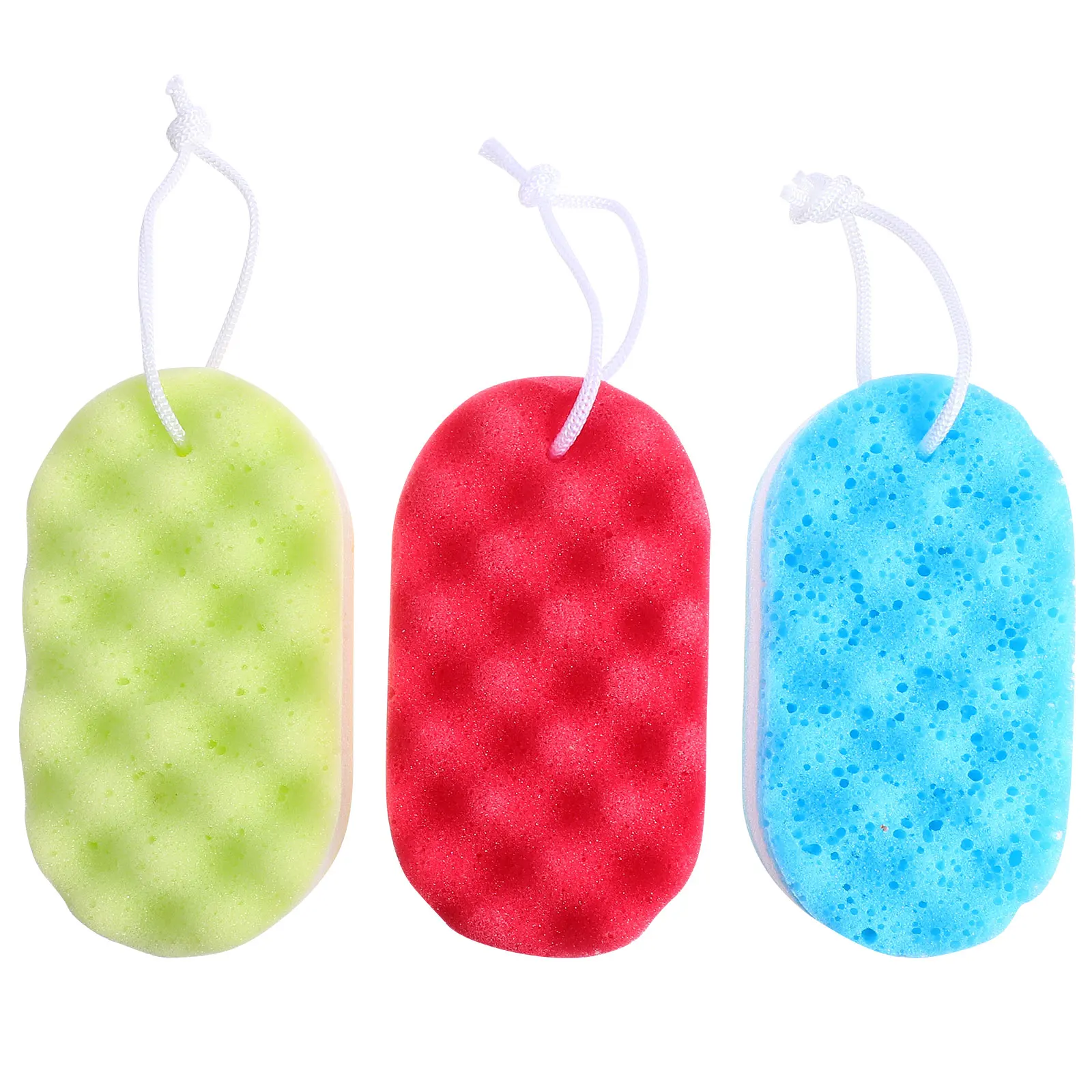 3 Pcs Natural Bath Sponge Baby Scrubber Exfoliating Double Sided for Shower Body Exfoliation
